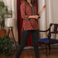 Maroon Ajrakh Top with elegant embroidery