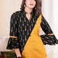 Mustard cotton tunic with Ikat combination