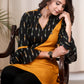 Mustard cotton tunic with Ikat combination