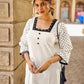Effortless White Cotton Kurta Adorned with Polka Dot Sleeves & Delicate Scalloped Neckline