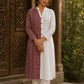 Vivid Dusty Pink & Ivory Half & Half Kurta with Tribal Print Panel & Contrast Button Placket