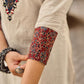 Heritage Ivory Cotton Flex Kurta with Ajrakh Printed Yoke & Intricate Hand Embroidery