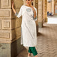 Cultural White Cotton Kurta with Traditional Madhubani Painting on Front & Sleeves