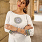 Cultural White Cotton Kurta with Traditional Madhubani Painting on Front & Sleeves