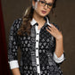 Trendy cotton black printed shirt styled tunic
