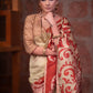 Beige pure silk hand batik abstract design saree