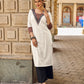 Heritage Ivory Cotton Flex Kurta with Ajrakh Printed Yoke & Intricate Hand Embroidery