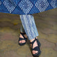 Deep Indigo Abstract Kurta Featuring Diamond Prints, Blue Mirror Lace Accents and Soft Front Gathers