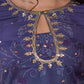 Stunning royal blue printed kurta adorned with handcrafted zardozi and sequin detailing on the keyhole neck.