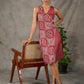 Terracotta warli printed overlap dress with off white accents