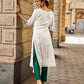 Cultural White Cotton Kurta with Traditional Madhubani Painting on Front & Sleeves