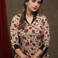 Offwhite printed cotton tunic with Black detailing