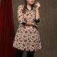 Offwhite printed cotton tunic with Black detailing