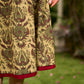 Graceful natural-printed halter dress elevated with subtle maroon highlights.