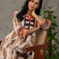Heritage Pichwai inspired abstract cow motifs dress with red details
