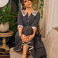 Timeless black stripes accented with exquisite hand-painted Madhubani on collars and cuffs
