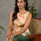 Statement Cream lotus motif dress with earthy olive accents.
