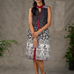 Black and maroon ombré Kalamkari inspired motif printed shirt dress with slit mandarin collar and maroon accents