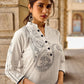 Simple Off-White Cotton Flex Straight Kurta with Minimal Hand Painting on Front & Sleeves