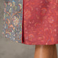 Grey and Rust Kalamkari inspired floral vine printed overlap dress with red accents