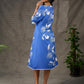 Sapphire and White Pomegranate Printed Dress