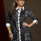 Trendy cotton black printed shirt styled tunic
