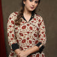 Offwhite printed cotton tunic with Black detailing