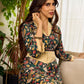 Classic bottle green Kalamkari printed dress with a beige elegant pintuck detailing.