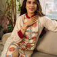 Artisan-crafted off-white Madhubani dress with beautiful hand-painted motifs and trim.