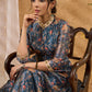Beautiful hand embroidered flared Chanderi kurta with embellished collar Pant optional