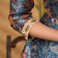 Beautiful hand embroidered flared Chanderi kurta with embellished collar Pant optional