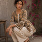 Romantic peach Jaipur floral top adorned with scalloped lace, gathered sleeve hems, and playful tie-knot accents.