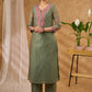 Elegant fern green Chanderi kurta with pant with intricate applique work Dupatta Optional