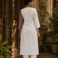 Vivid Dusty Pink & Ivory Half & Half Kurta with Tribal Print Panel & Contrast Button Placket