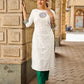 Cultural White Cotton Kurta with Traditional Madhubani Painting on Front & Sleeves