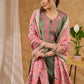 Elegant fern green Chanderi kurta with pant with intricate applique work Dupatta Optional