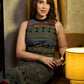 Iconic Black A-Line Cotton Dress with Chevron & Tribal Hand Block Print