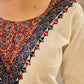 Heritage Ivory Cotton Flex Kurta with Ajrakh Printed Yoke & Intricate Hand Embroidery