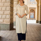 Pristine Off-White Cotton Flex Straight Kurta Featuring Subtle Monochrome Embroidery on Neckline & Sleeve Cuffs