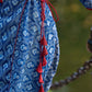 Indigo Printed A-Line Kurta with Waist-Defining Side Strings and Maroon Detailing