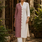 Vivid Dusty Pink & Ivory Half & Half Kurta with Tribal Print Panel & Contrast Button Placket