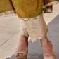 Exquisite yellow Bandhani printed kurta with a delicate off-white tissue overlay and refined accents.