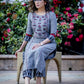 Grey handloom cotton kurta with exclusive embroidered motifs