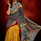 Exclusive handloom saree with Ajrakh stripes & hand painted madhubani combination