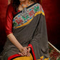 Exclusive handloom saree with Ajrakh stripes & hand painted madhubani combination