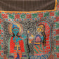 Exclusive handloom saree with Ajrakh stripes & hand painted madhubani combination