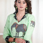 Delicate Elephant Gond Painting Cotton Top