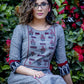 Grey handloom cotton kurta with exclusive embroidered motifs