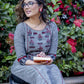 Grey handloom cotton kurta with exclusive embroidered motifs