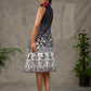 Black and maroon ombré Kalamkari inspired motif printed shirt dress with slit mandarin collar and maroon accents